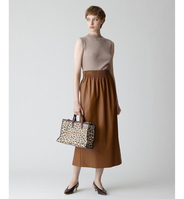 allureville「ウエストタックフェイクレザースカート」|タイト|