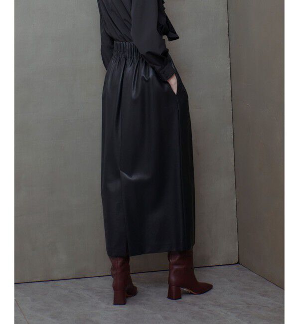 allureville「ウエストタックフェイクレザースカート」|タイト|
