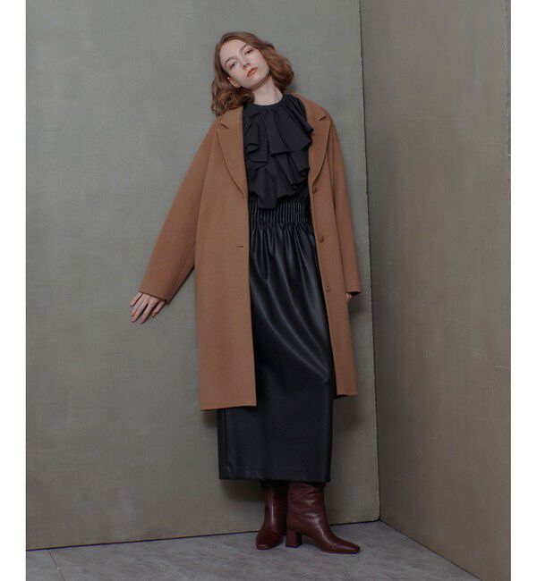 allureville「ウエストタックフェイクレザースカート」|タイト|