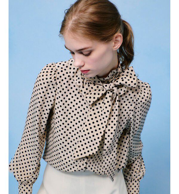 LOULOU WILLOUGHBY「【LOULOU WILLOUGHBY】◇デシンドットフリルボウタイブラウス」|シャツ・ブラウス|