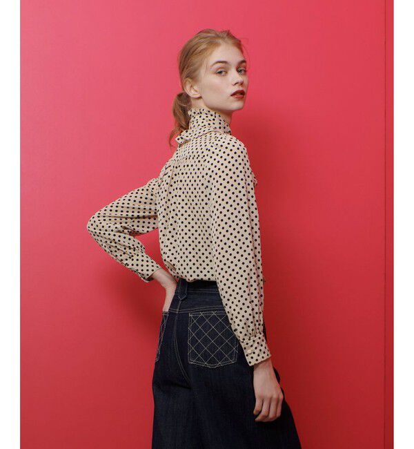 LOULOU WILLOUGHBY「【LOULOU WILLOUGHBY】◇デシンドットフリルボウタイブラウス」|シャツ・ブラウス|