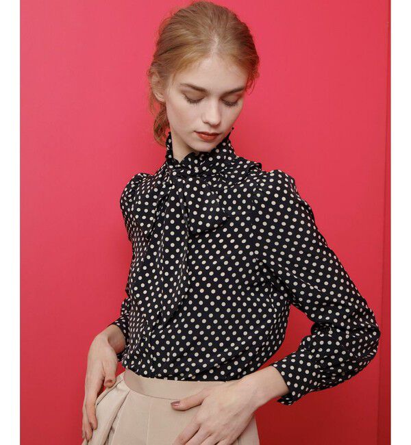 LOULOU WILLOUGHBY「【LOULOU WILLOUGHBY】◇デシンドットフリルボウタイブラウス」|シャツ・ブラウス|