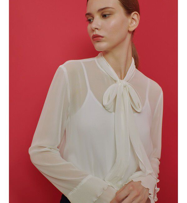 LOULOU WILLOUGHBY「【LOULOU WILLOUGHBY】プリーツリボンブラウス」|シャツ・ブラウス|