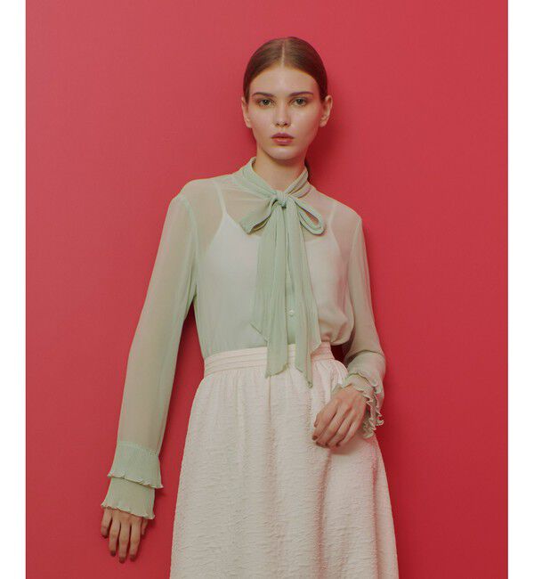 LOULOU WILLOUGHBY「【LOULOU WILLOUGHBY】プリーツリボンブラウス」|シャツ・ブラウス|