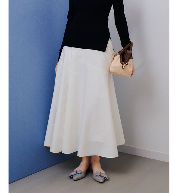 allureville「オーガンジー切替フレアスカート」|スカート|アイボリー