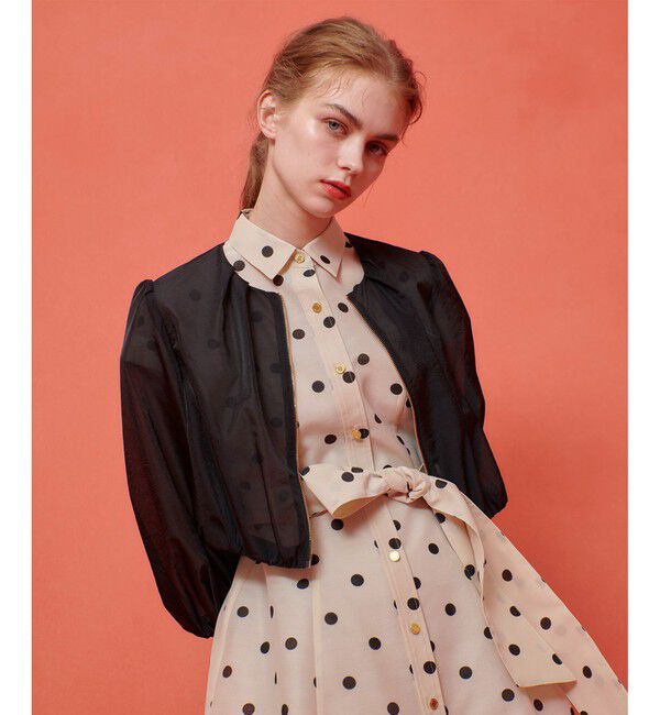 LOULOU WILLOUGHBY「【LOULOU WILLOUGHBY】オーガンドットウエストリボンワンピース」|ワンピース|