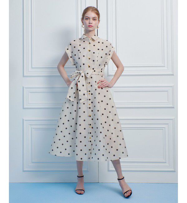 LOULOU WILLOUGHBY「【LOULOU WILLOUGHBY】オーガンドットウエストリボンワンピース」|ワンピース|