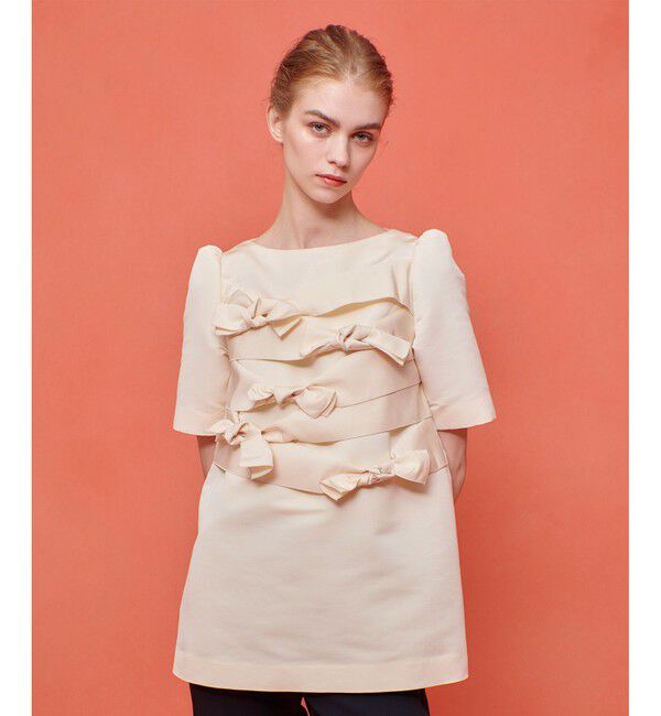 LOULOU WILLOUGHBY「【LOULOU WILLOUGHBY】ランダムリボンタフタブラウス」|シャツ・ブラウス|アイボリー