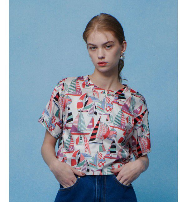 LOULOU WILLOUGHBY「【LOULOU WILLOUGHBY】ＲＡＴＴＩマリーナプリント Ｔブラウス」|シャツ・ブラウス|