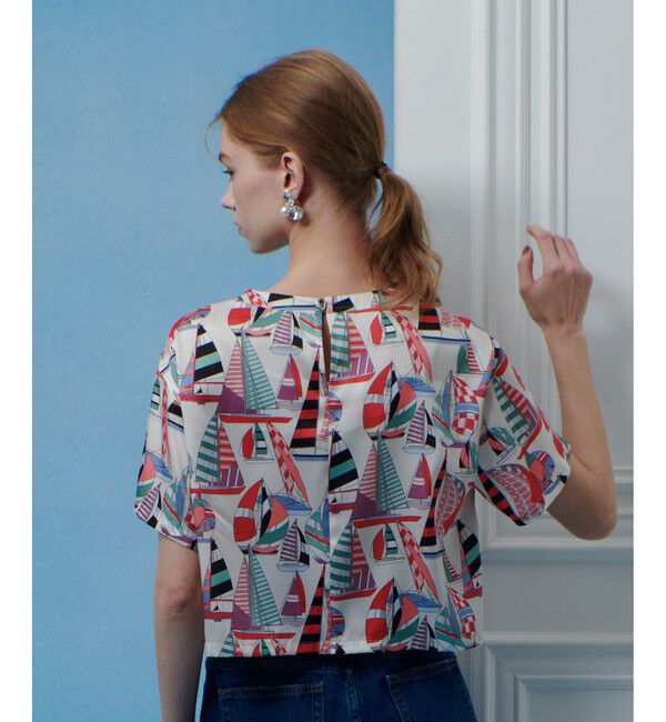 LOULOU WILLOUGHBY「【LOULOU WILLOUGHBY】ＲＡＴＴＩマリーナプリント Ｔブラウス」|シャツ・ブラウス|