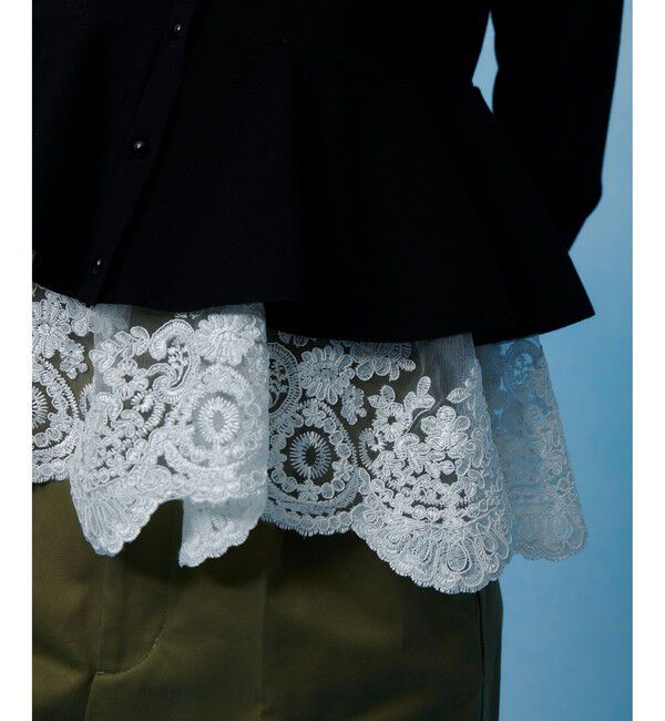 LOULOU WILLOUGHBY「【LOULOU WILLOUGHBY】レースレイヤーペプラムカーディガン」|カーディガン|