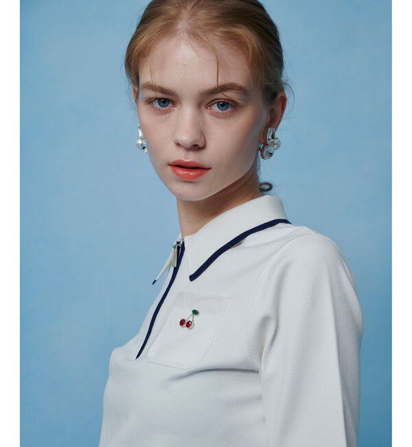 LOULOU WILLOUGHBY「【LOULOU WILLOUGHBY】ＣＨＥＲＲＹビジューＰＯＬＯ」|ポロシャツ|