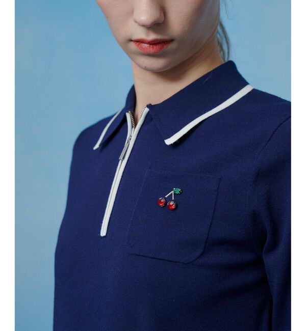 LOULOU WILLOUGHBY「【LOULOU WILLOUGHBY】ＣＨＥＲＲＹビジューＰＯＬＯ」|ポロシャツ|ネイビー