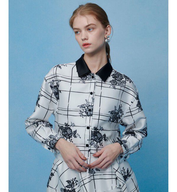 LOULOU WILLOUGHBY「【LOULOU WILLOUGHBY】ＳＩＬＫ　ＣＯフラワーチェックシャツブラウス」|シャツ・ブラウス|