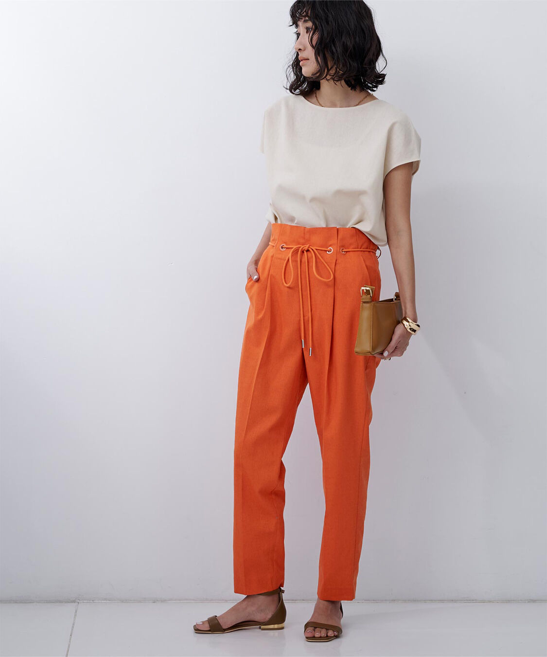 ur's「ベルト付ハイウエストタックパンツ」|その他|
