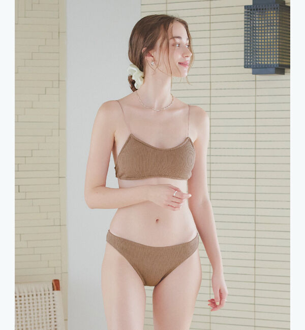 SEA DRESS「リブニットシンプルデザインビキニ/水着」|ビキニ|モカ