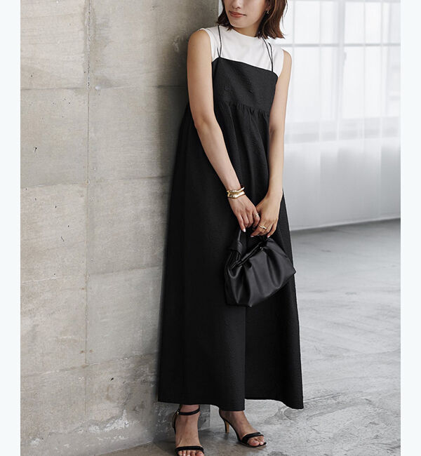 ur's「【春名亜美さんコラボアイテム】ふくれジャガードホルターキャミワンピース」|ワンピース|