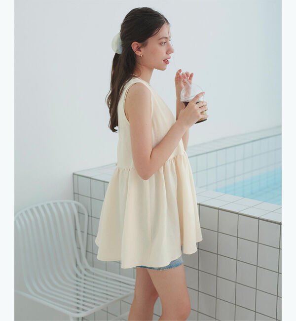 SEA DRESS「ノースリーブティアードチュニック/ラッシュガード」|コンビネゾン|