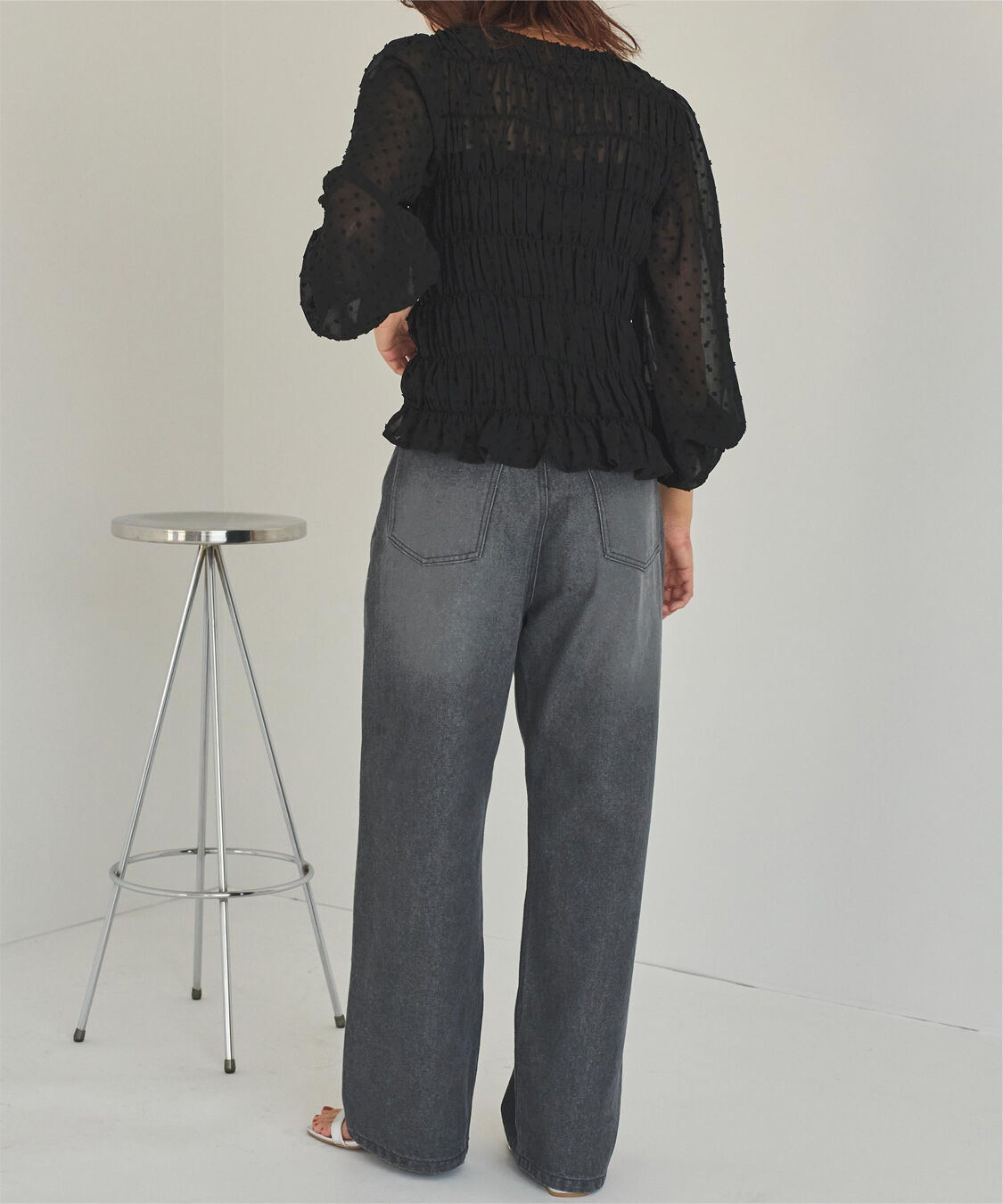 titivate「シアー楊柳ぽこぽこシャーリングトップス」|シャツ・ブラウス|