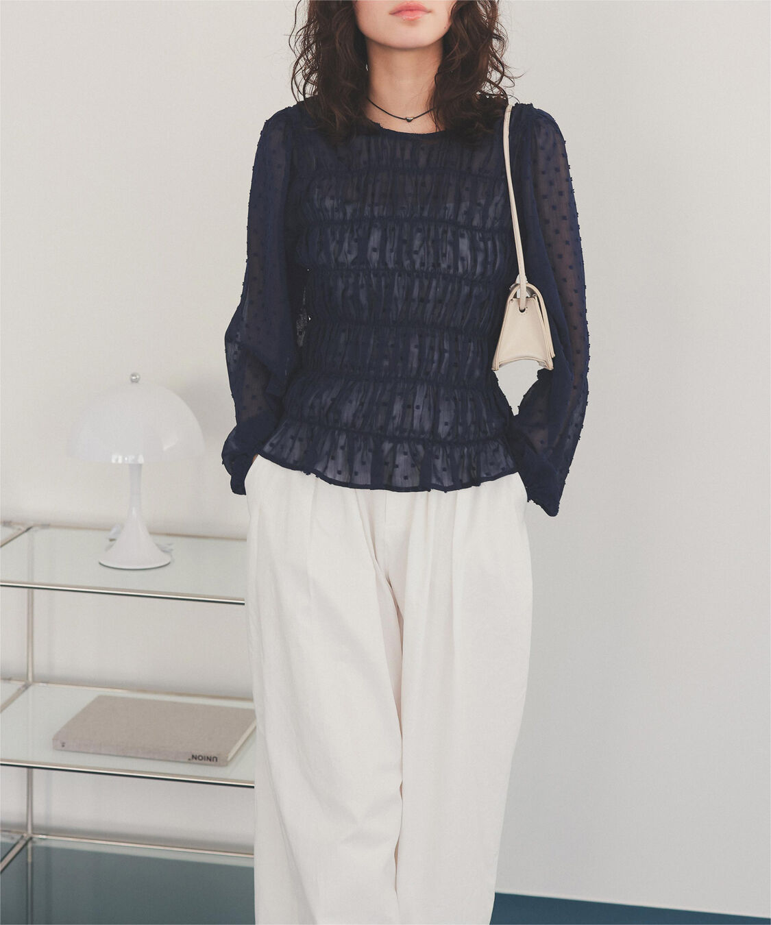 titivate「シアー楊柳ぽこぽこシャーリングトップス」|シャツ・ブラウス|