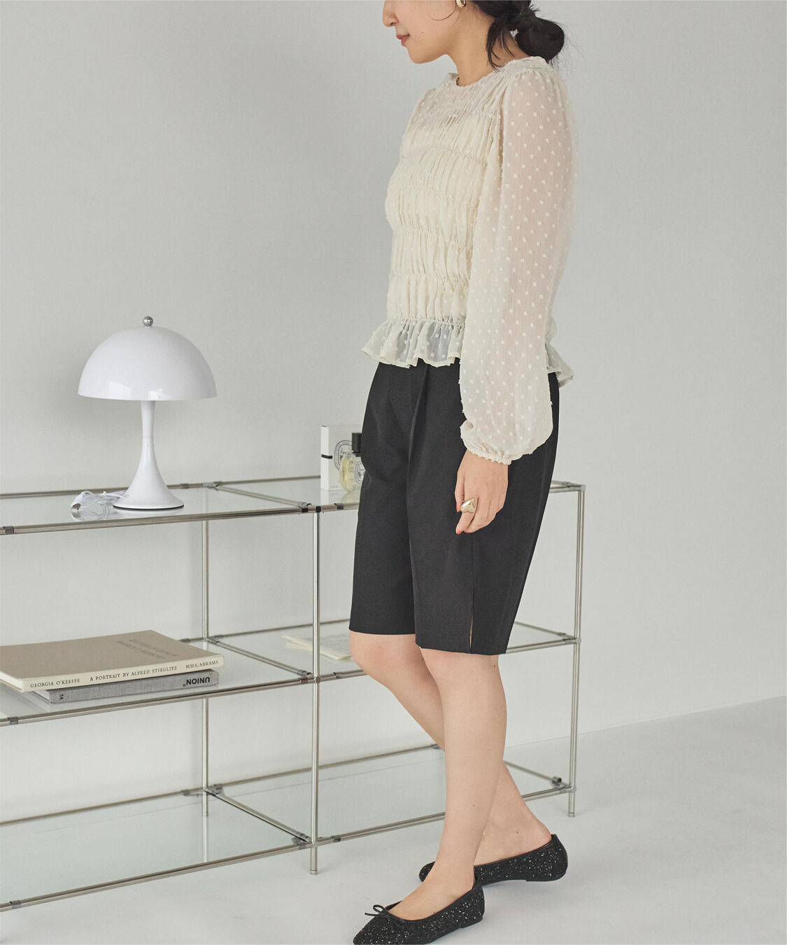 titivate「シアー楊柳ぽこぽこシャーリングトップス」|シャツ・ブラウス|