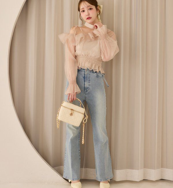  「サイドカットレースフレアデニム」|その他|