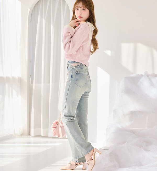  「サイドカットレースフレアデニム」|その他|