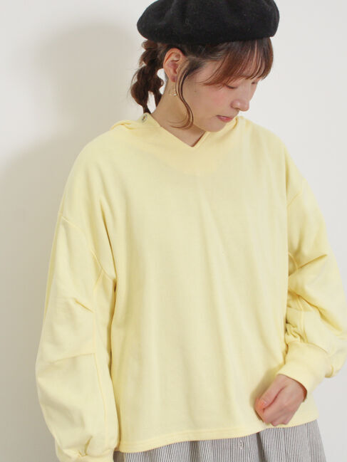 Samansa Mos2「袖タックスキッパーフーディー」|Tシャツ・カットソー|イエロー
