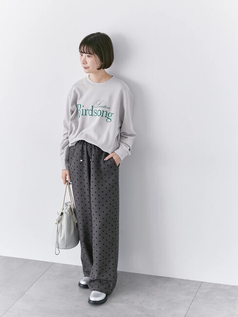 Samansa Mos2 blue「裏毛ロゴスウェット」|Tシャツ・カットソー|