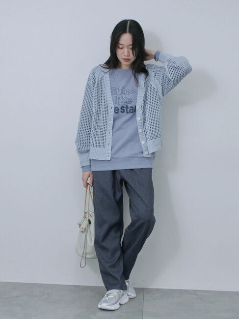 Samansa Mos2 blue「裏毛ロゴスウェット」|Tシャツ・カットソー|