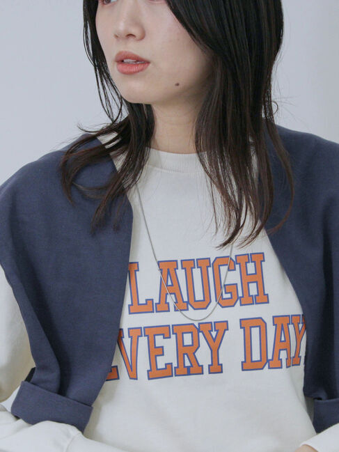 Samansa Mos2 blue「裏毛ロゴスウェット」|Tシャツ・カットソー|