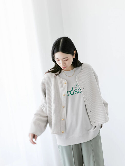 Samansa Mos2 blue「裏毛ロゴスウェット」|Tシャツ・カットソー|