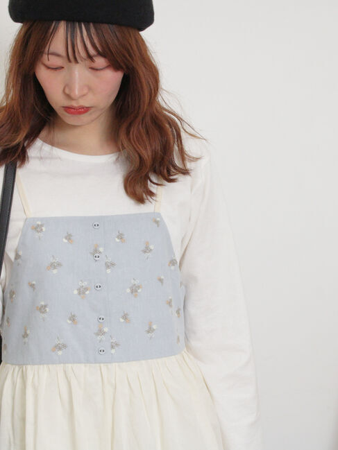 Samansa Mos2「バイカラー花刺繍ビスチェ」|シャツ・ブラウス|