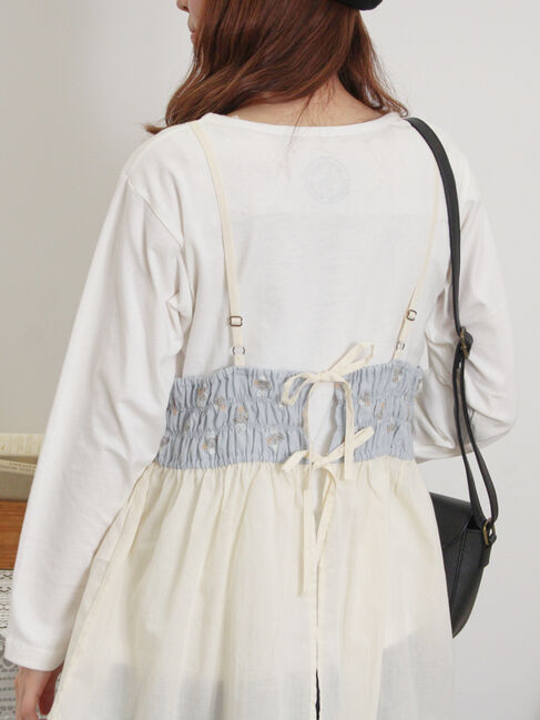 Samansa Mos2「バイカラー花刺繍ビスチェ」|シャツ・ブラウス|