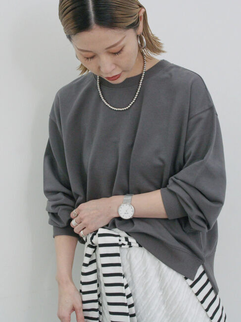 Samansa Mos2 blue「ミニ裏毛アソートプリントプルオーバー」|Tシャツ・カットソー|