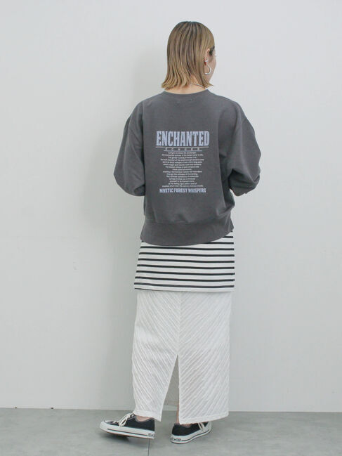 Samansa Mos2 blue「ミニ裏毛アソートプリントプルオーバー」|Tシャツ・カットソー|