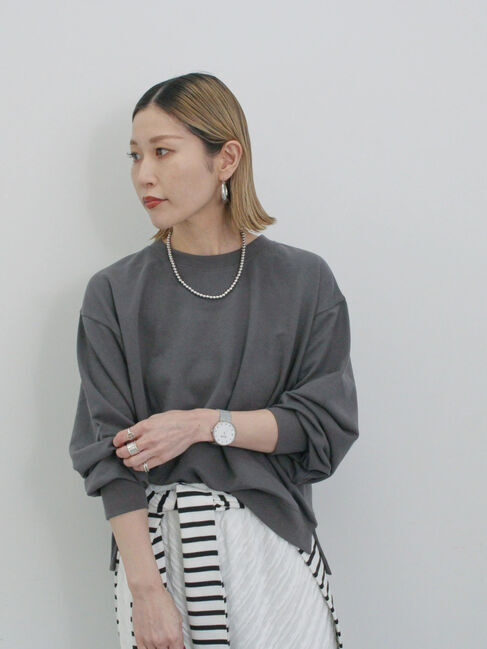 Samansa Mos2 blue「ミニ裏毛アソートプリントプルオーバー」|Tシャツ・カットソー|