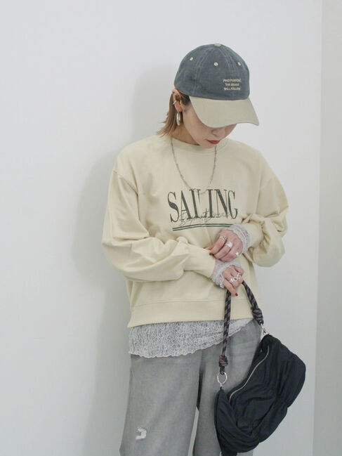 Samansa Mos2 blue「ミニ裏毛アソートプリントプルオーバー」|Tシャツ・カットソー|