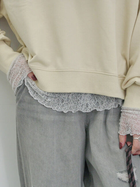 Samansa Mos2 blue「ミニ裏毛アソートプリントプルオーバー」|Tシャツ・カットソー|