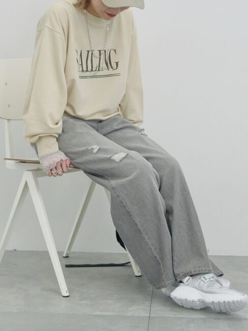 Samansa Mos2 blue「ミニ裏毛アソートプリントプルオーバー」|Tシャツ・カットソー|