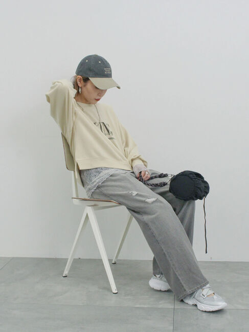 Samansa Mos2 blue「ミニ裏毛アソートプリントプルオーバー」|Tシャツ・カットソー|