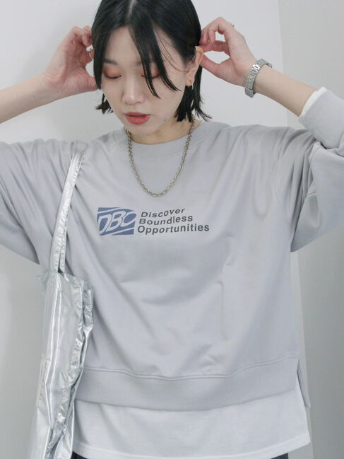 Samansa Mos2 blue「ミニ裏毛アソートプリントプルオーバー」|Tシャツ・カットソー|