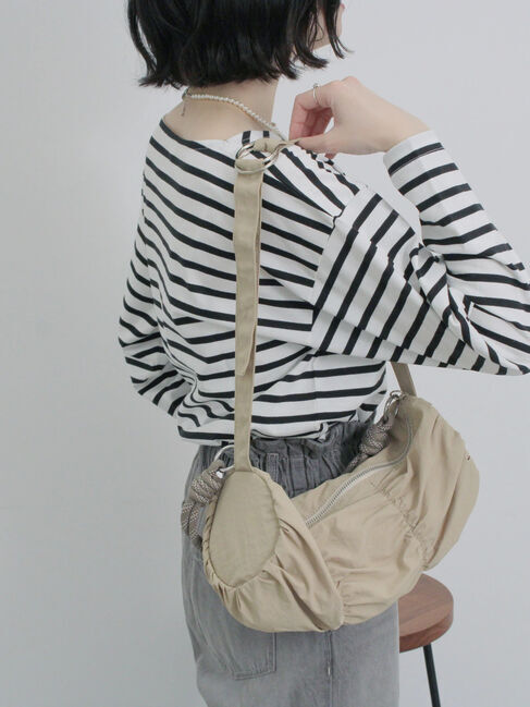 Samansa Mos2 blue「シャーリングミニドラムバッグ」|その他|ベージュ