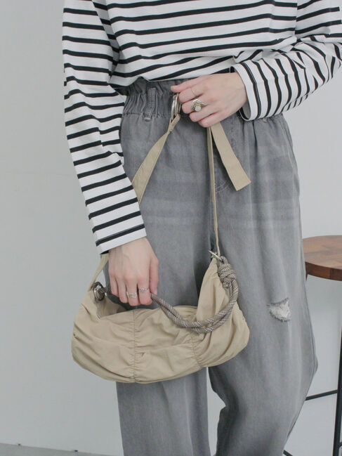 Samansa Mos2 blue「シャーリングミニドラムバッグ」|その他|