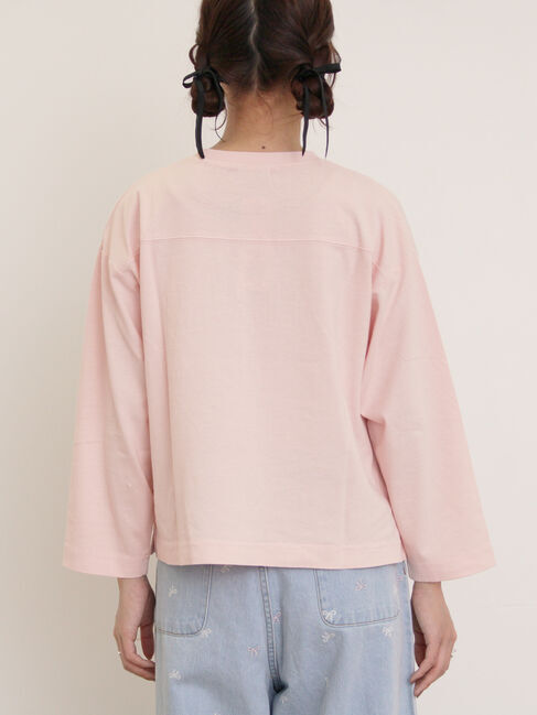 Samansa Mos2「ピグメント加工ロゴ刺繍ロングTシャツ」|Tシャツ・カットソー|