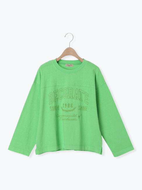 Samansa Mos2「ピグメント加工ロゴ刺繍ロングTシャツ」|Tシャツ・カットソー|