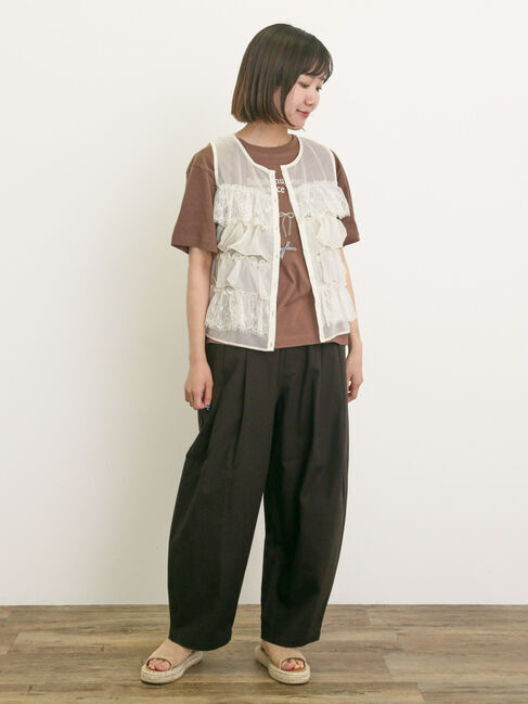 Samansa Mos2「異素材フリルベスト」|ダウンベスト・ベスト|