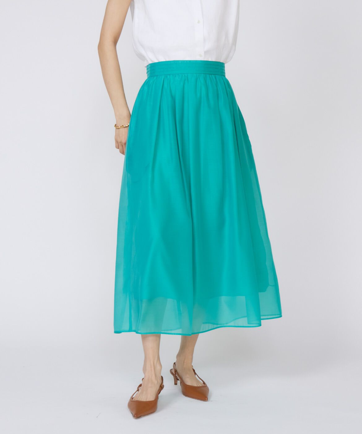 INED「《大きいサイズ》シアースカート」|フレア|