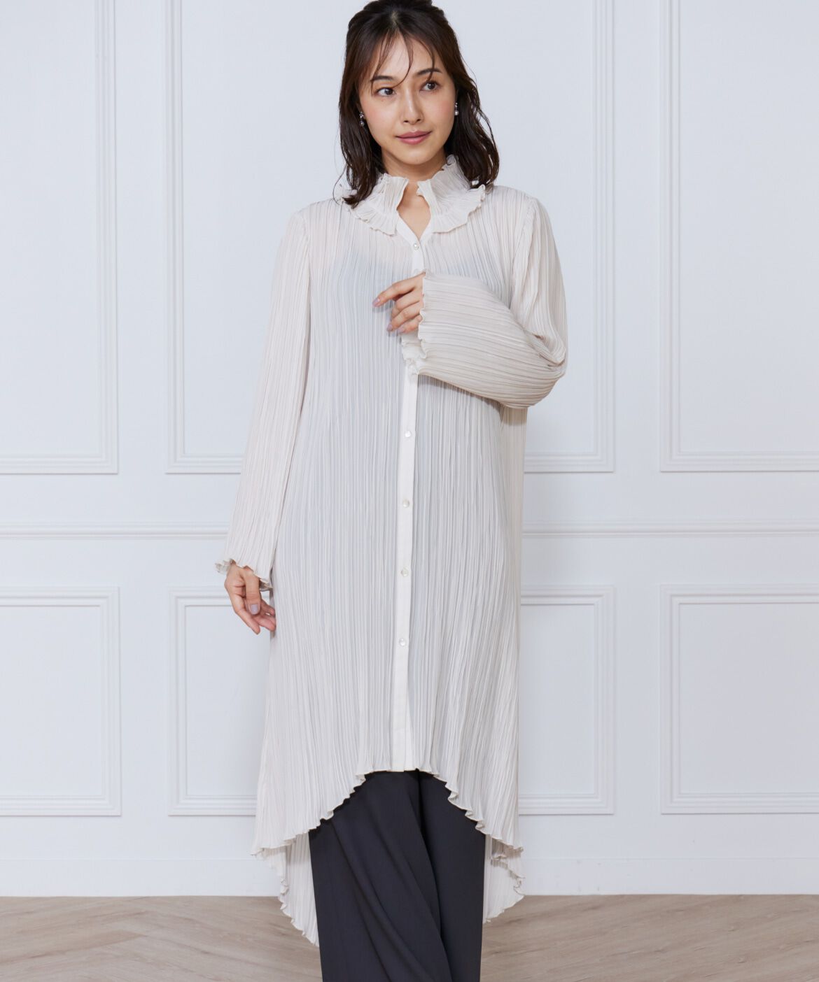 ef-de Black「プリーツロングブラウス」|シャツ・ブラウス|