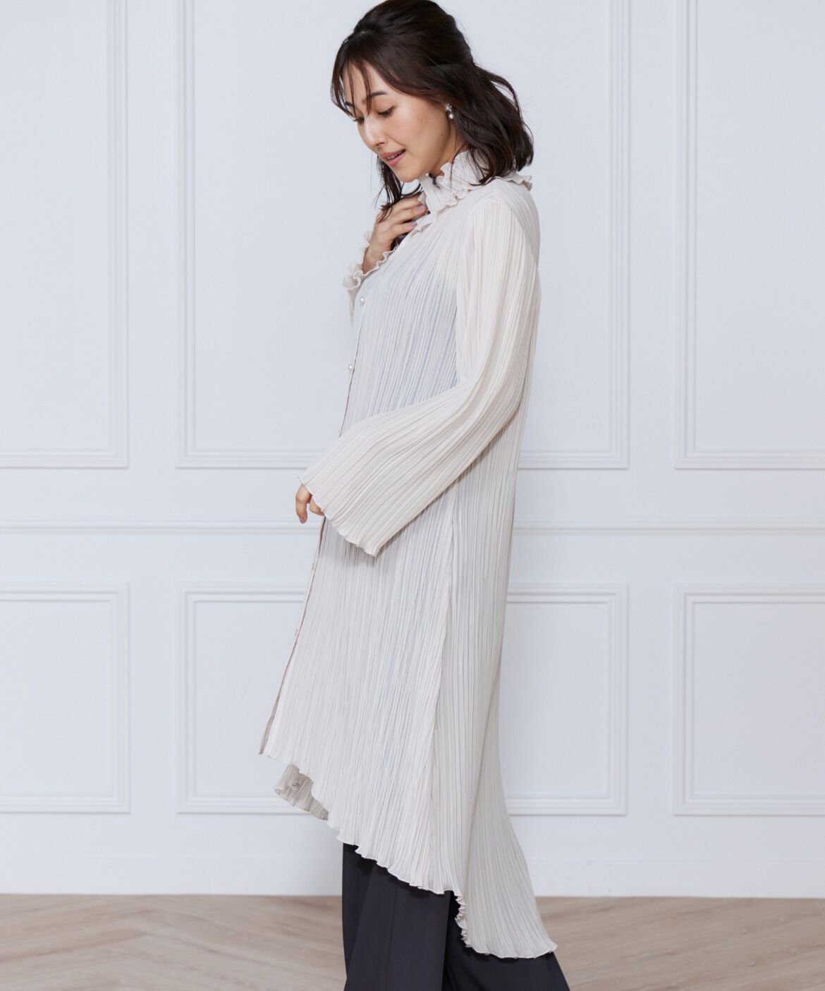 ef-de Black「プリーツロングブラウス」|シャツ・ブラウス|